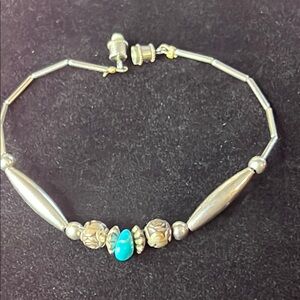 925 Silver and Turquoise NATIVE Beaded Bracelet